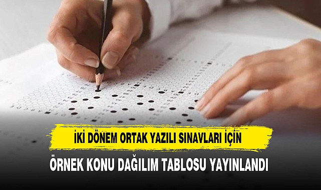 İKİNCİ DÖNEM ORTAK YAZILI SINAVLARA YÖNELİK ÖRNEK "KONU SORU DAĞILIM ...